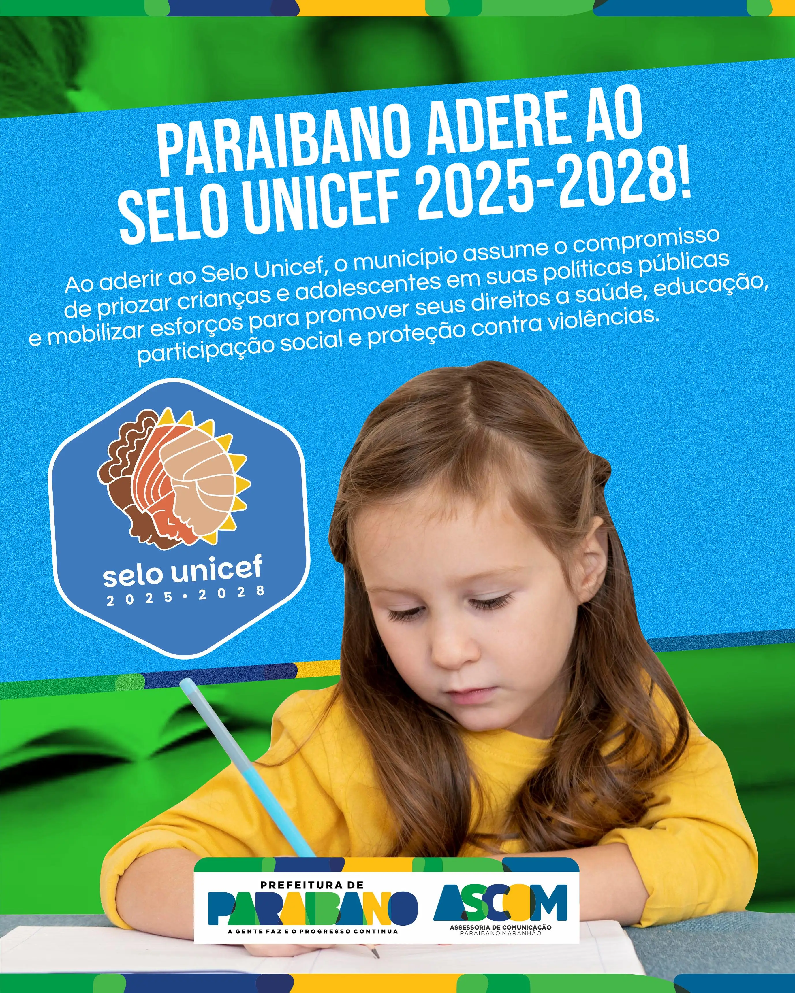 Paraibano aderiu oficialmente ao Selo UNICEF 2025-2028