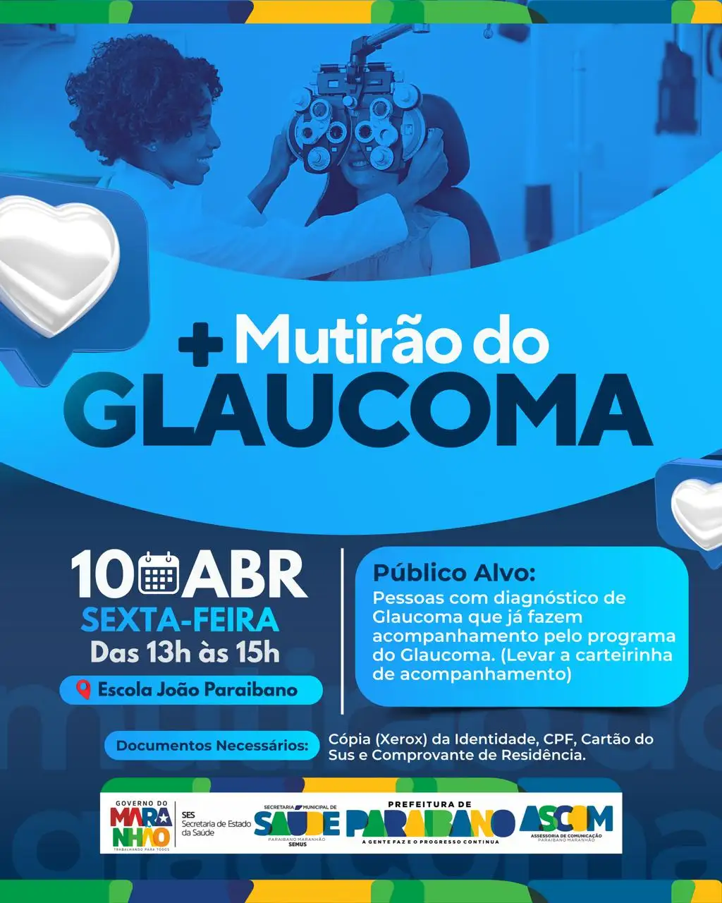 Prefeitura de Paraibano realiza o Mutirão do Glaucoma