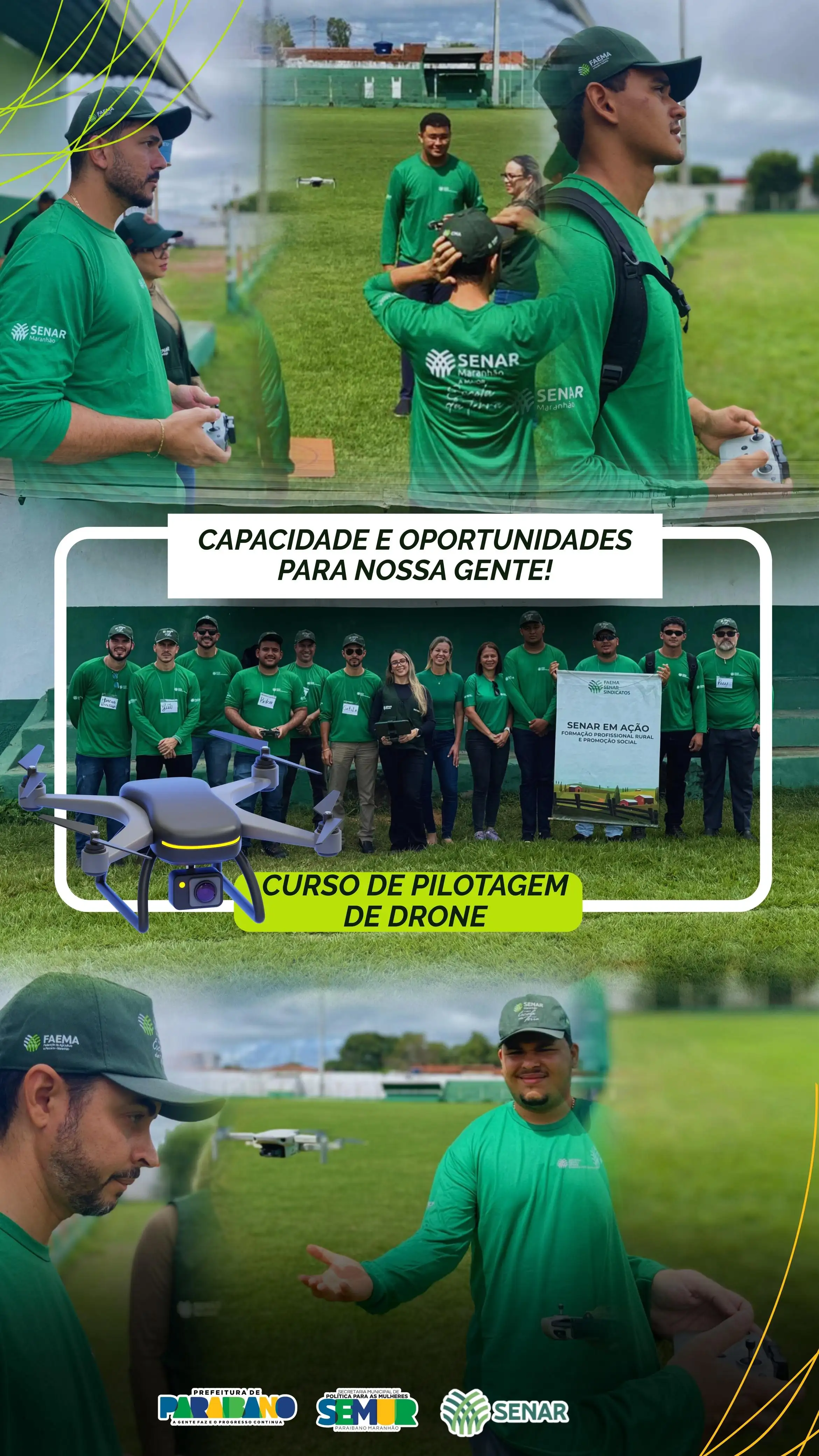 Prefeitura de Paraibano inicia 3ª Turma do Curso de Pilotagem de Drone.