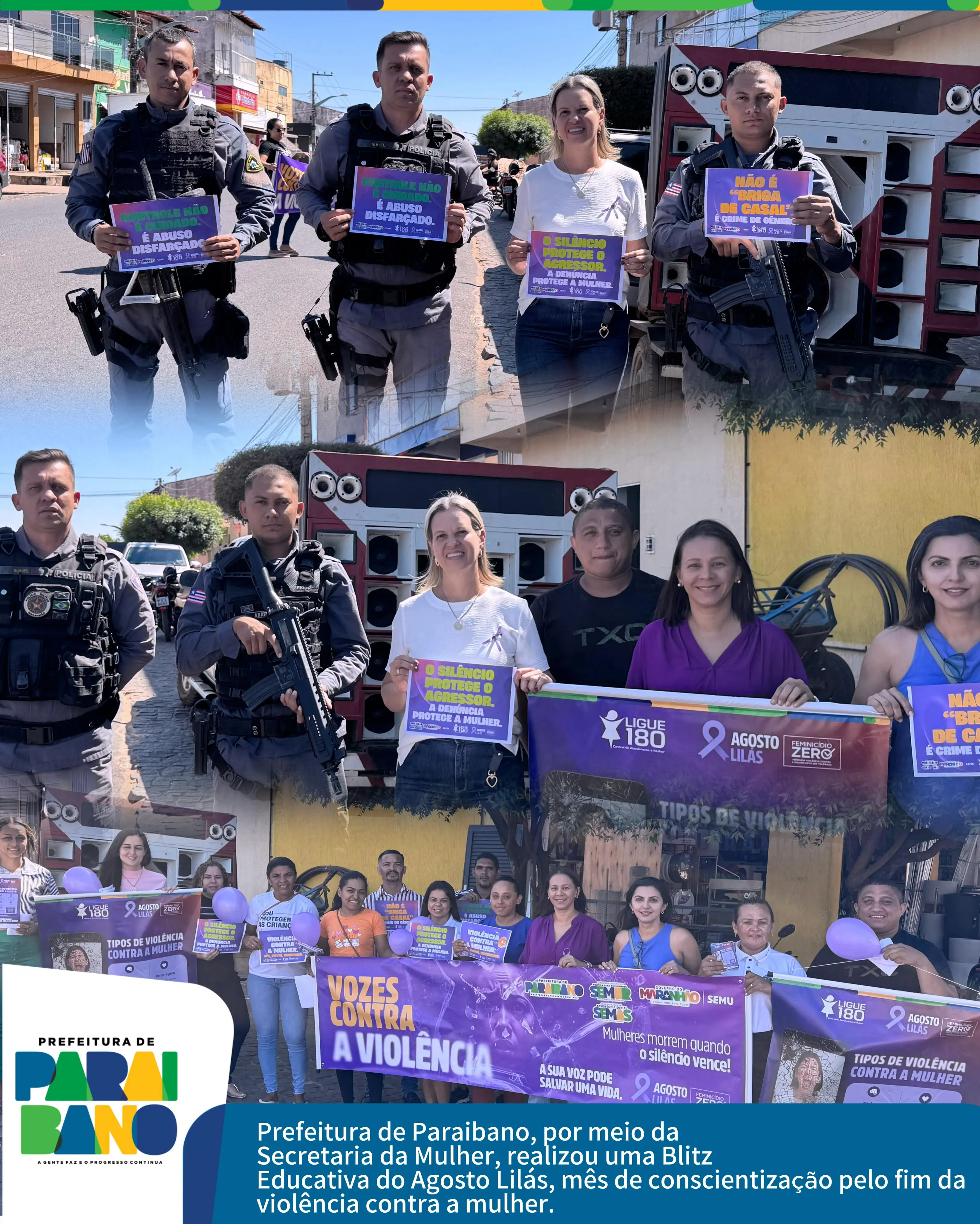Foto 3 – Prefeitura de Paraibano, por meio da Secretaria da Mulher, realizou uma Blitz Educativa do Agosto Lilás