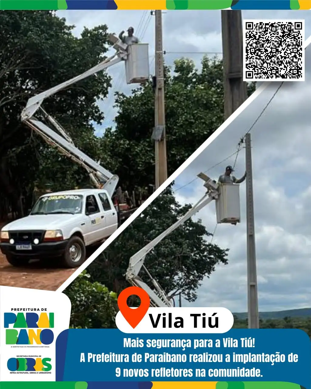 Prefeitura de Paraibano realizou a implantação de 9 refletores na Vila Tiú