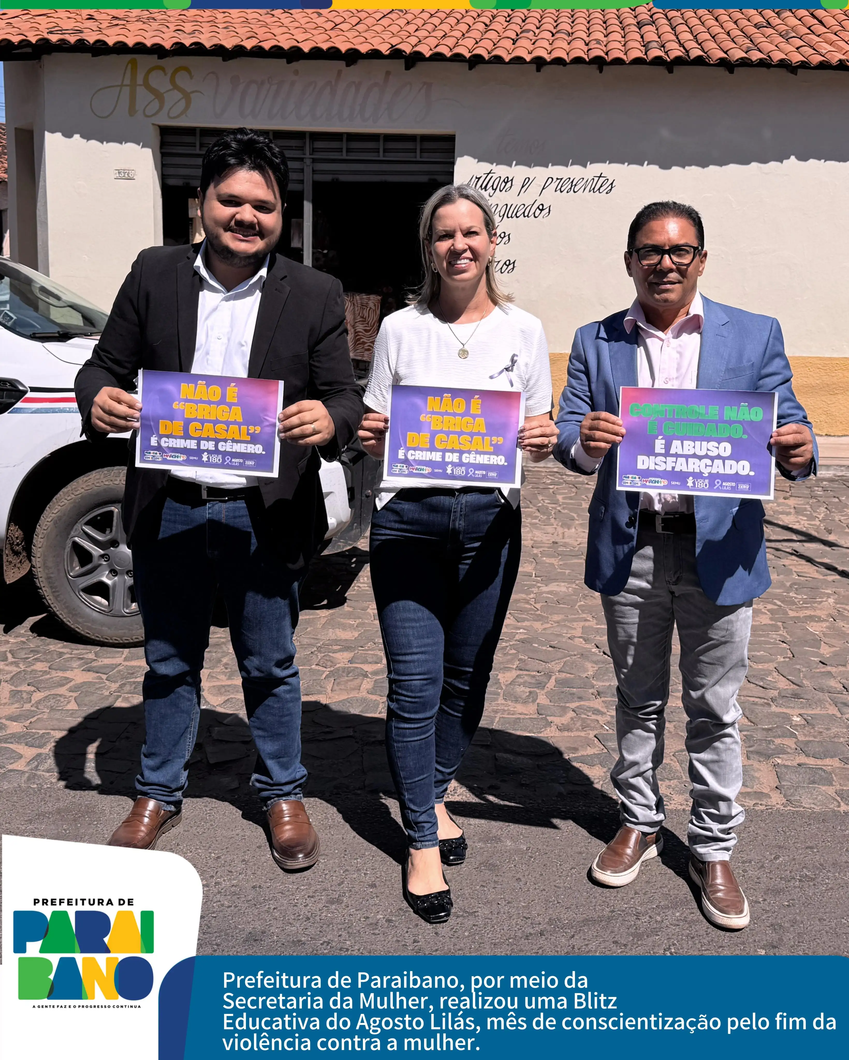 Foto 1 – Prefeitura de Paraibano, por meio da Secretaria da Mulher, realizou uma Blitz Educativa do Agosto Lilás