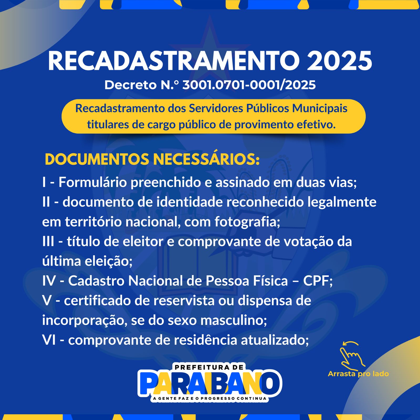 Foto 4 – Prefeitura de Paraibano anuncia Recadastramento dos Servidores Públicos 2025.