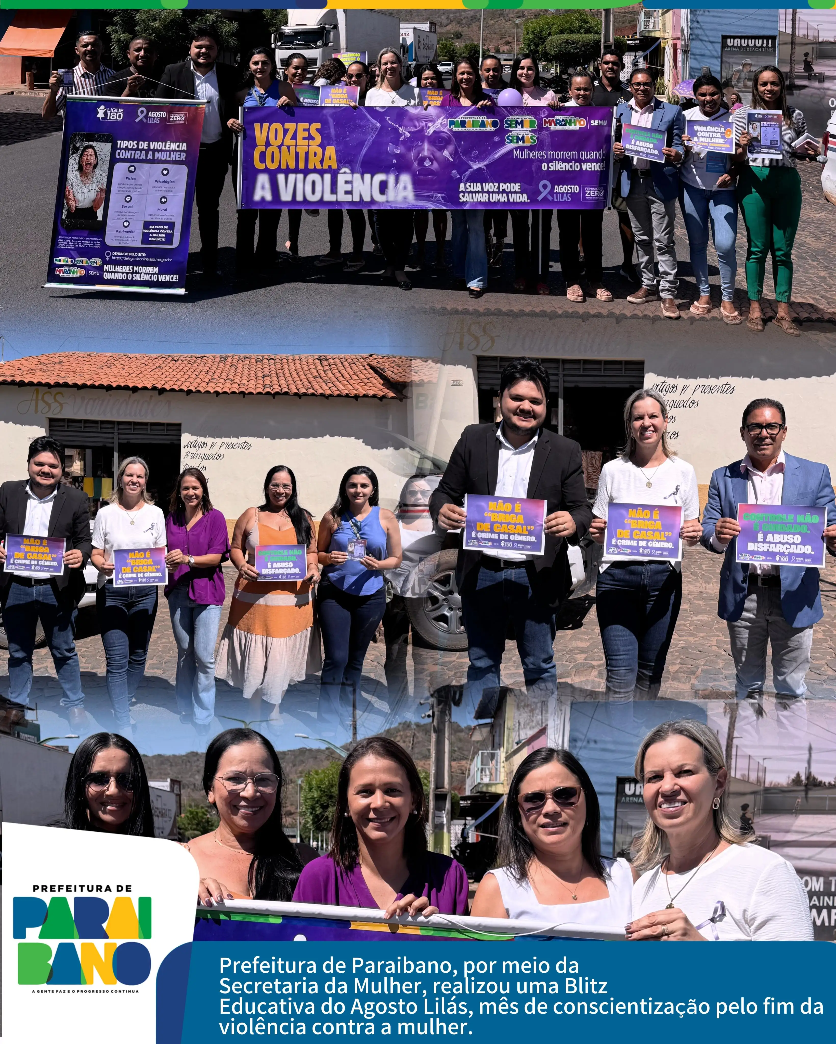 Foto 5 – Prefeitura de Paraibano, por meio da Secretaria da Mulher, realizou uma Blitz Educativa do Agosto Lilás