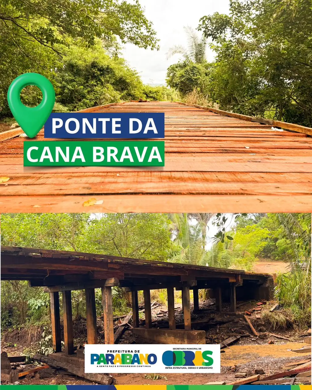 Prefeitura Municipal de Paraibano está realizando a reconstrução da ponte do Povoado Cana Brava
