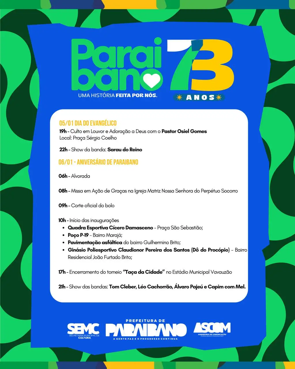Foto 4 – Prefeitura de Paraibano preparou uma programação especial para comemorar os 73 anos de emancipação política de Paraibano