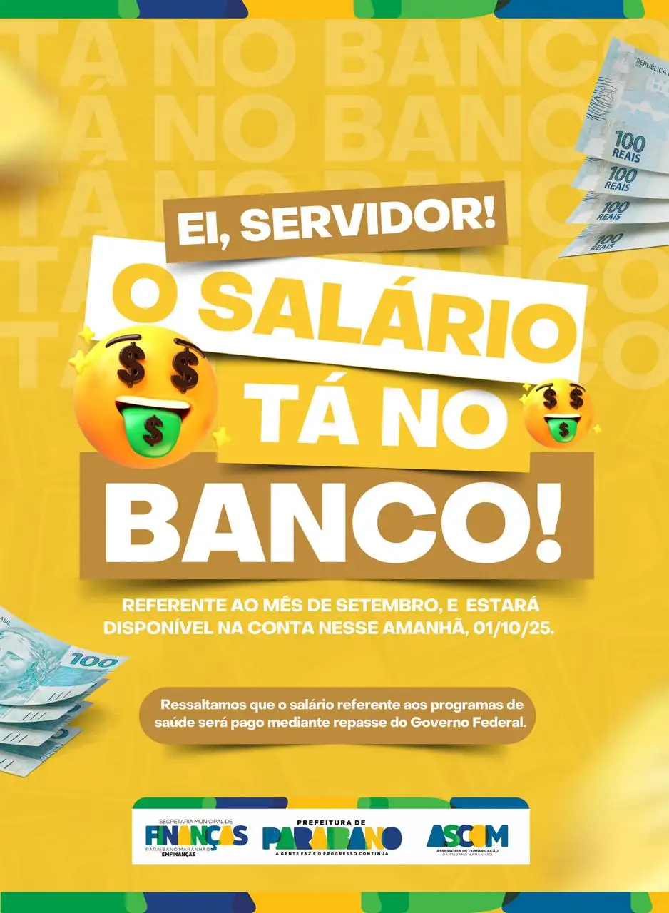 Prefeitura de Paraibano realiza pagamento dos servidores referente ao mês de setembro