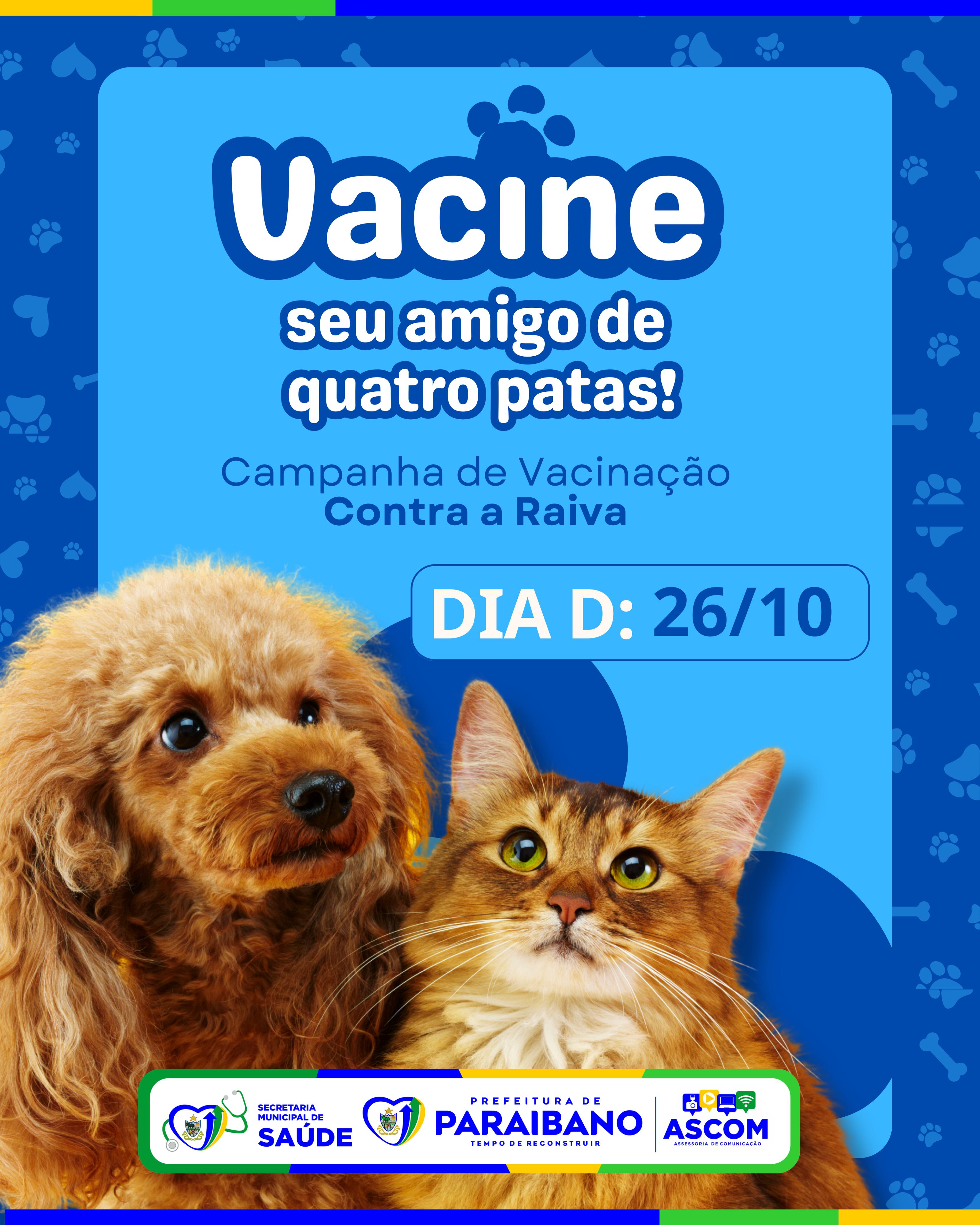 PREFEITURA DE PARAIBANO REALIZARÀ CAMPANHA DE VACINAÇÃO CONTRA A RAIVA
