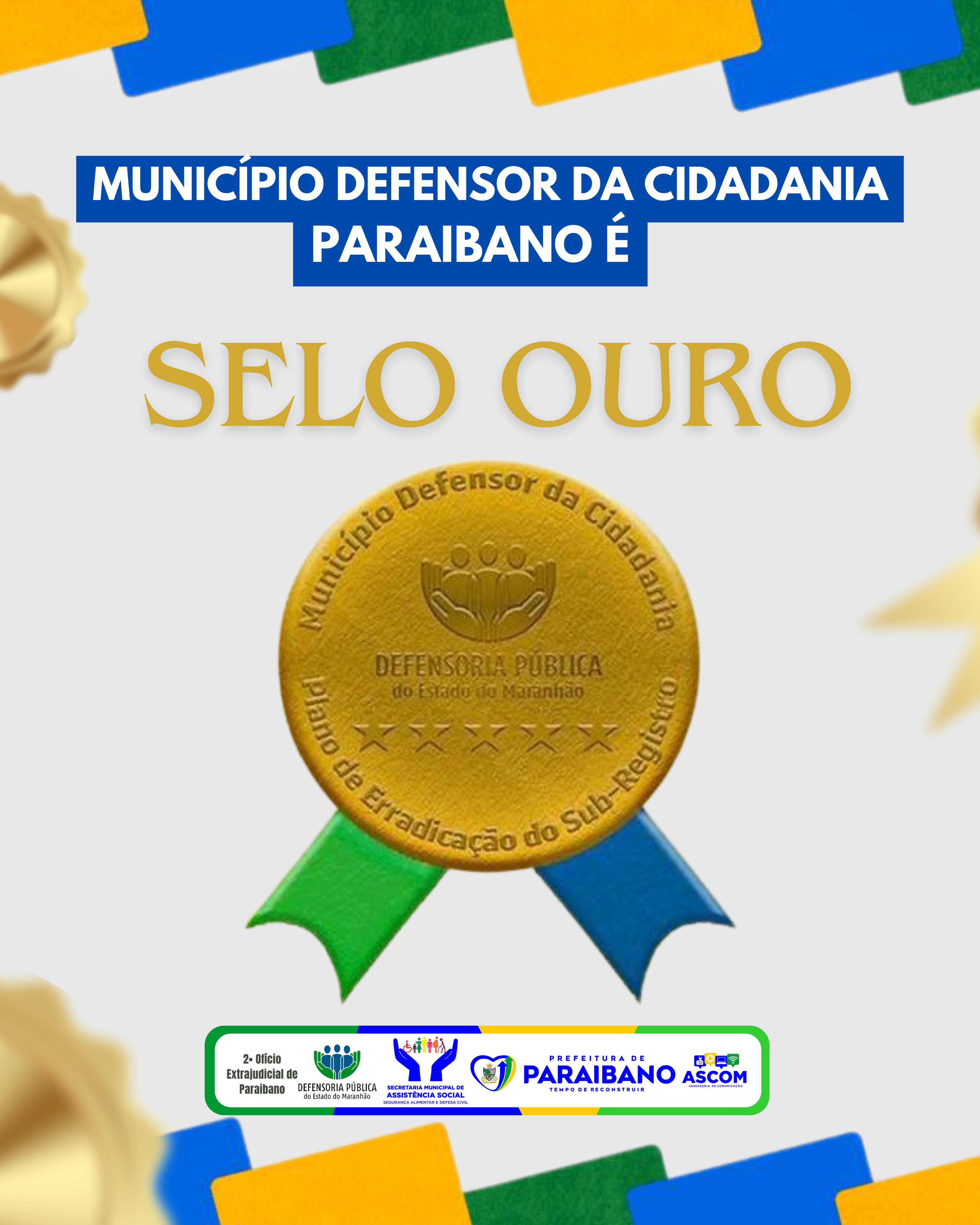 Paraibano conquista o Selo Ouro como Município Defensor da Cidadania!